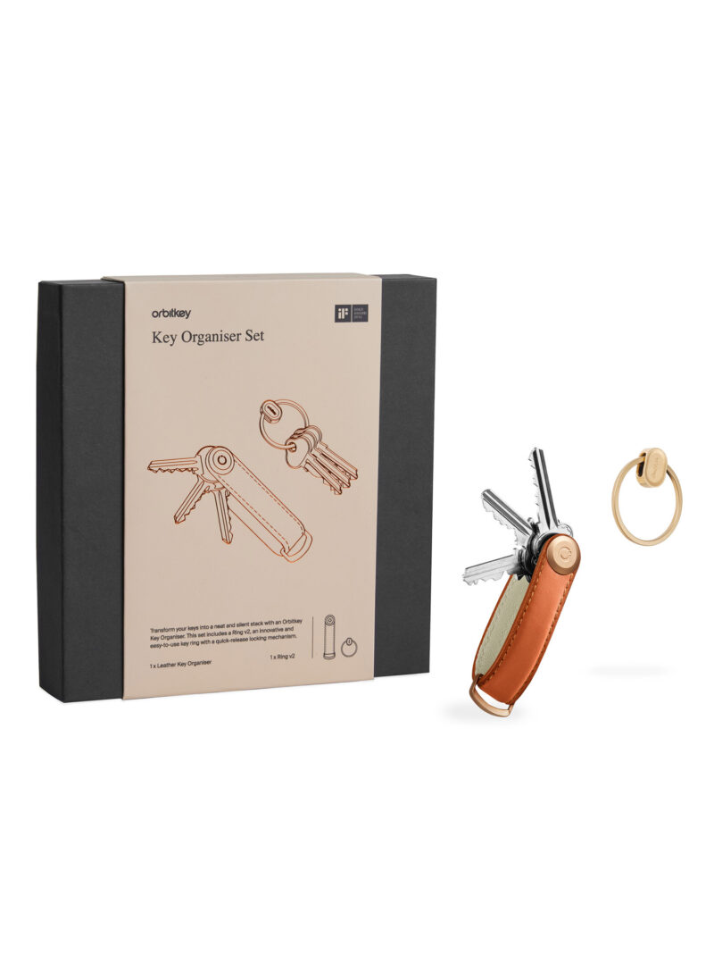 Breloc Orbitkey Leather Key+Ring V2 - cognac/tan preţ