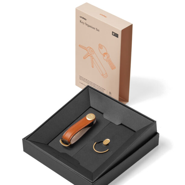 Preţ Breloc Orbitkey Leather Key+Ring V2 - cognac/tan