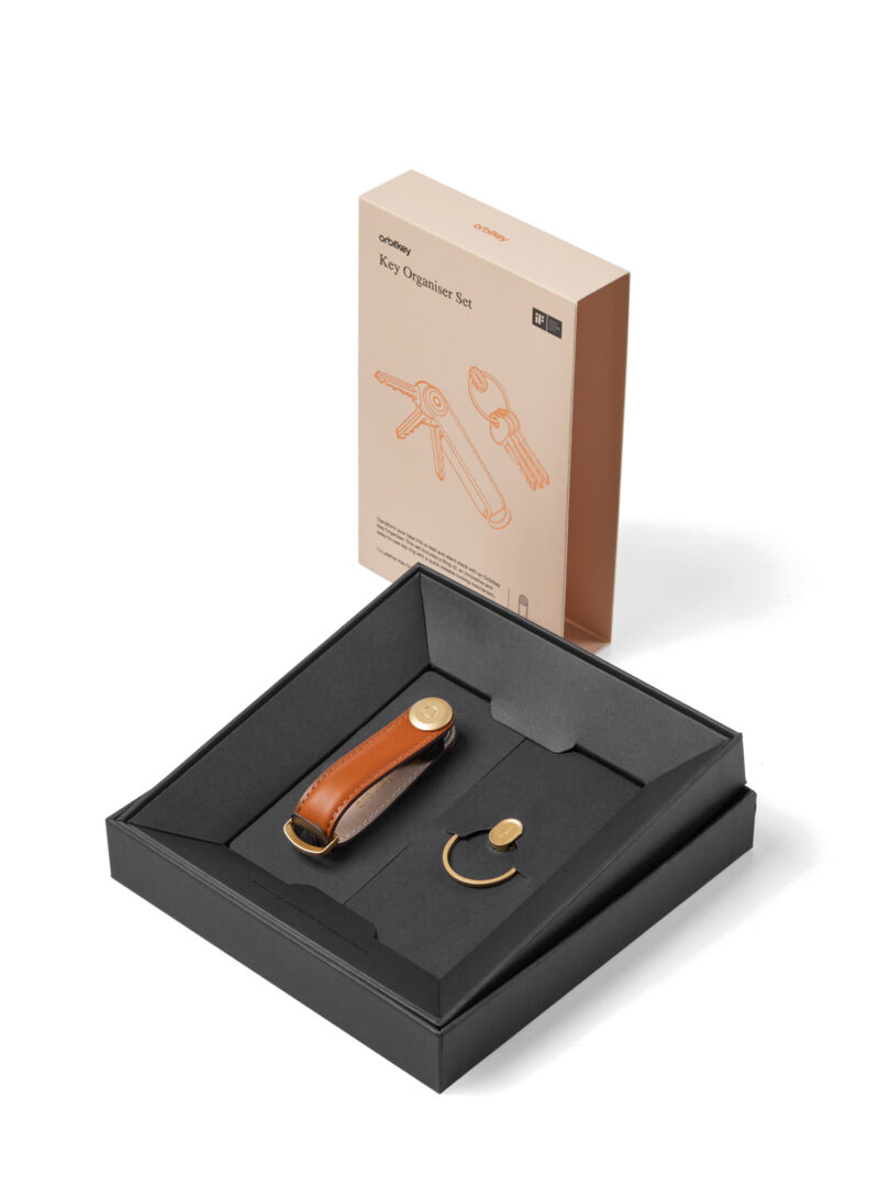 Preţ Breloc Orbitkey Leather Key+Ring V2 - cognac/tan