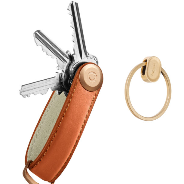 Breloc Orbitkey Leather Key+Ring V2 - cognac/tan