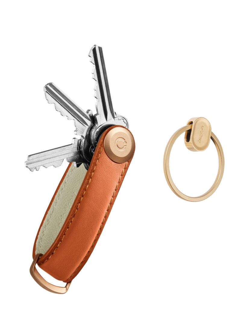 Breloc Orbitkey Leather Key+Ring V2 - cognac/tan