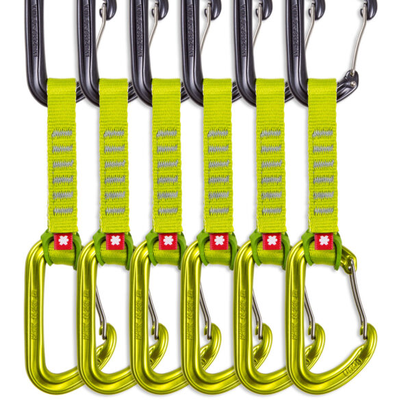 Bucle echipate Ocun Hawk QD Wire Eco-Pes 16 mm 10 cm 6-pack - green