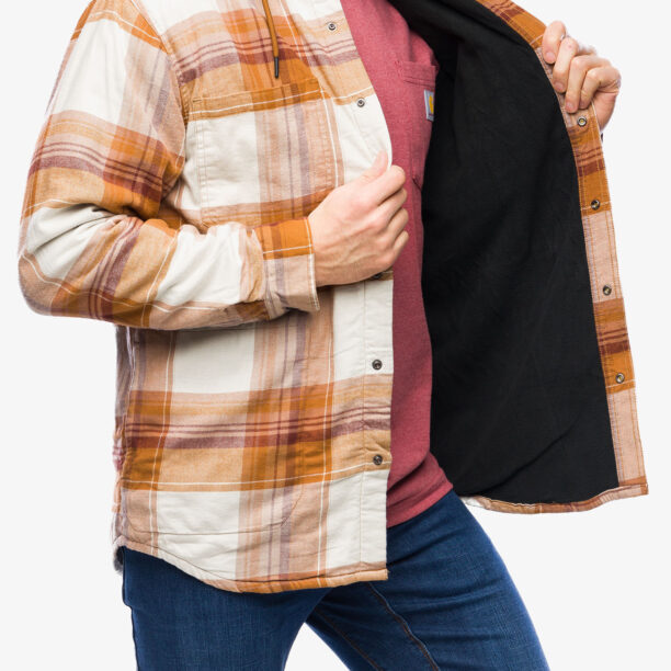 Preţ Camasa Carhartt Flannel Sherpa-Lined Hooded Shirt Jac - carhartt brown