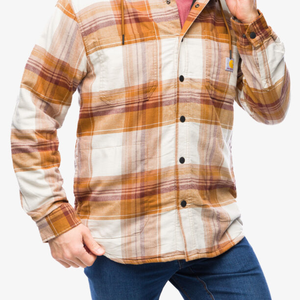 Camasa Carhartt Flannel Sherpa-Lined Hooded Shirt Jac - carhartt brown