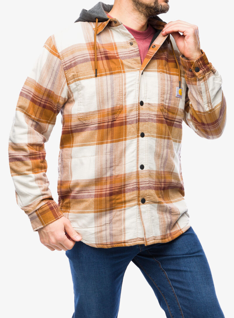 Camasa Carhartt Flannel Sherpa-Lined Hooded Shirt Jac - carhartt brown