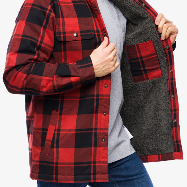 Original Camasa Carhartt Flannel Sherpa-Lined Shirt Jac - red ochre