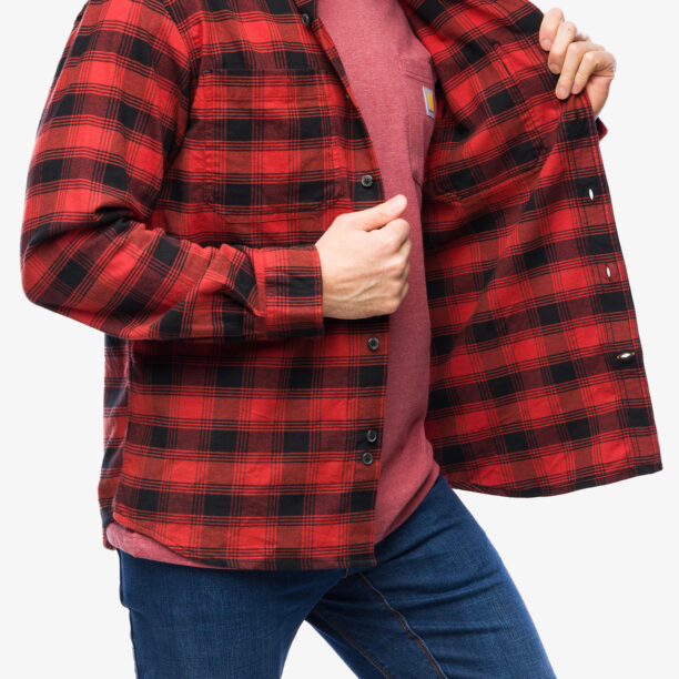 Original Camasa Cartartt Flannel L/S Plaid Shirt - red ochre