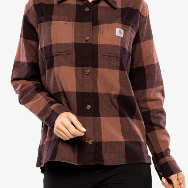 Cămașă sport femei Carhartt Midweight Flannel L/S Plaid Shirt - blackberry