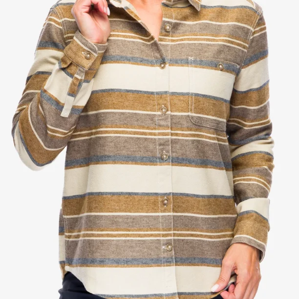 Camasa sport femei Royal Robbins Clouds Rest Hemp LS - bistre pacific crest stripe