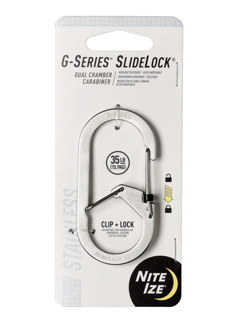 Carabină Nite Ize G-Series SlideLock Dual Chamber Carabiner 4 - stainless steel preţ