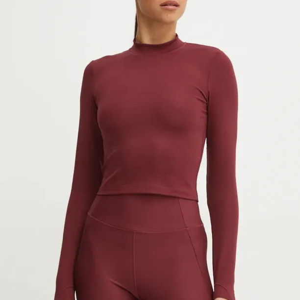 Casall longsleeve de yoga Soft Rib culoarea bordo