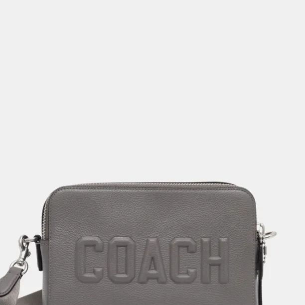 Coach borseta de piele culoarea gri