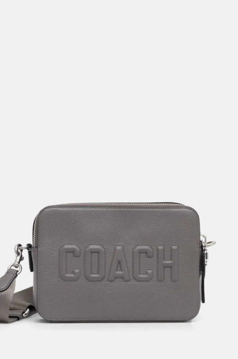 Coach borseta de piele culoarea gri