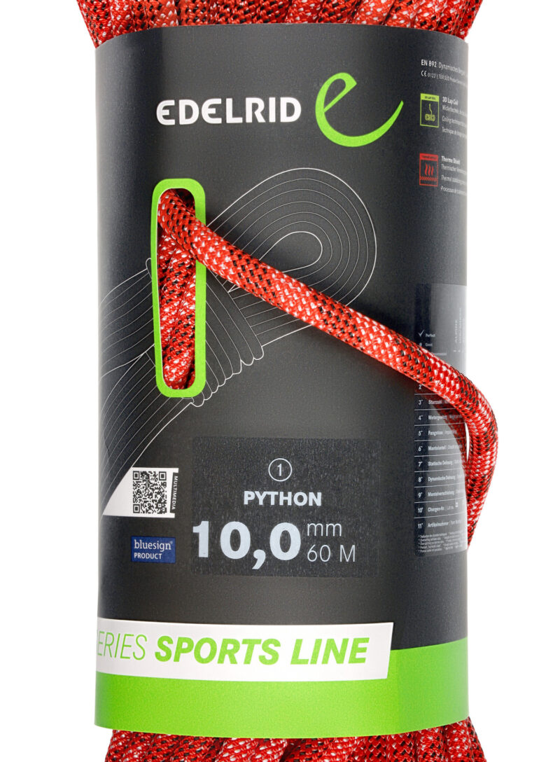 Original Coarda dinamica Edelrid Python 10 mm 60 m - red