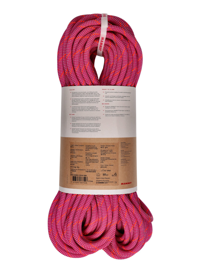 Cumpăra Coarda dinamica Mammut 9.5 Crag Dry Rope 60 m - pink/zen