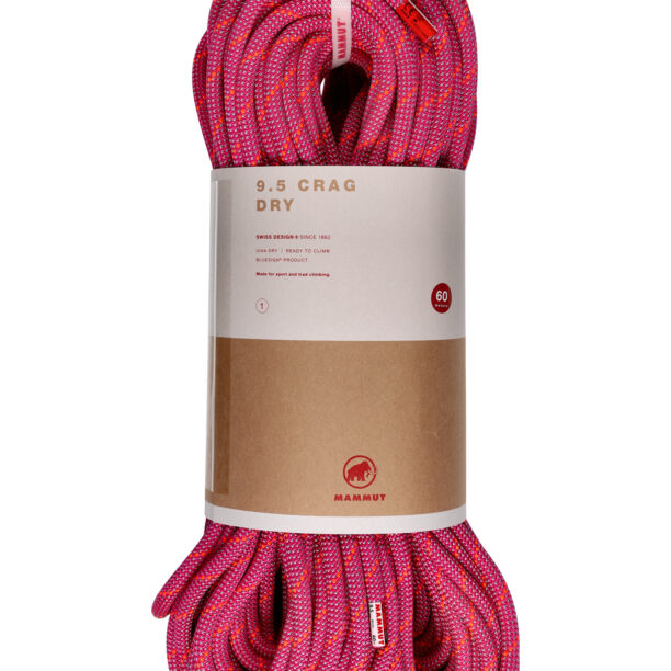 Coarda dinamica Mammut 9.5 Crag Dry Rope 60 m - pink/zen