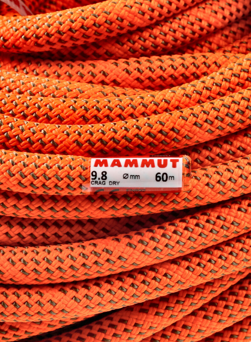 Coarda dinamica Mammut 9.8 Crag Dry Rope 60 m - safety orange/boa preţ