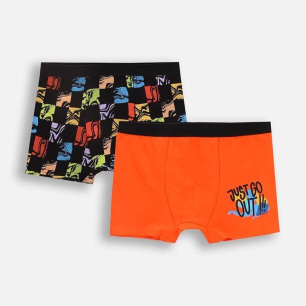 Coccodrillo boxer pentru copii din bumbac 2-pack culoarea portocaliu