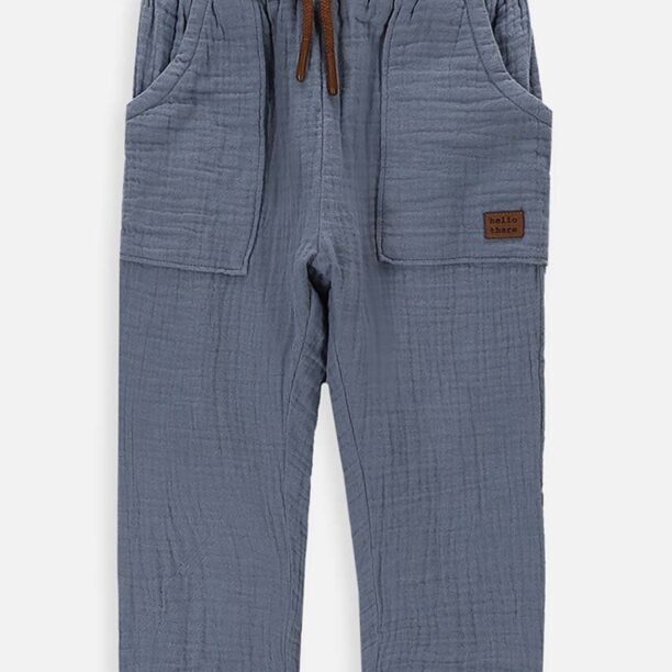 Coccodrillo pantaloni de bumbac pentru copii neted