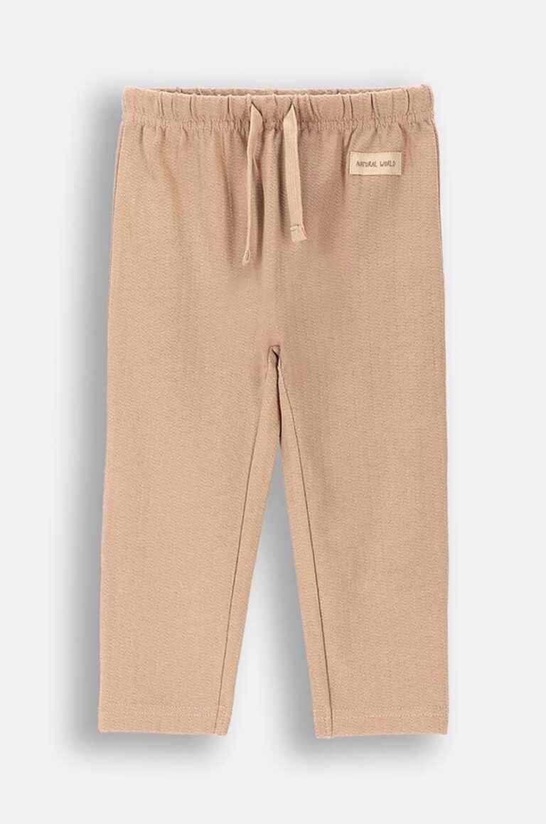 Coccodrillo pantaloni de trening din bumbac pentru copii culoarea bej