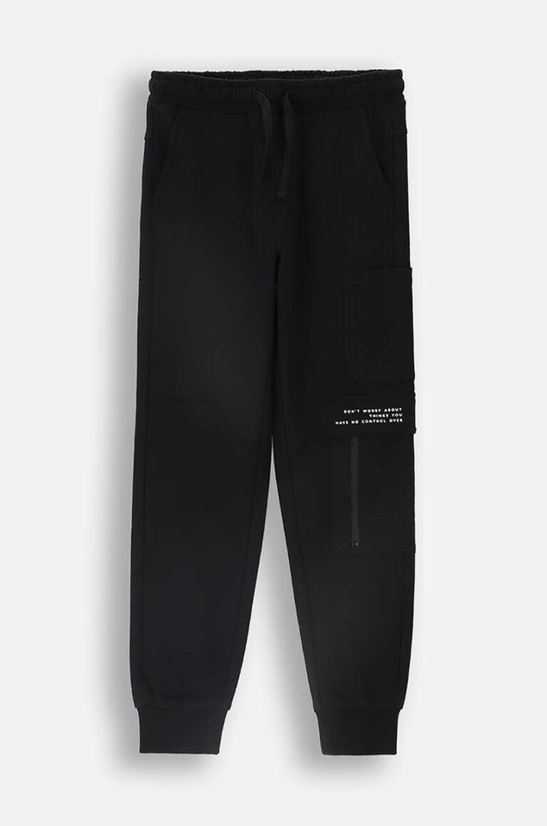 Coccodrillo pantaloni de trening din bumbac pentru copii culoarea negru