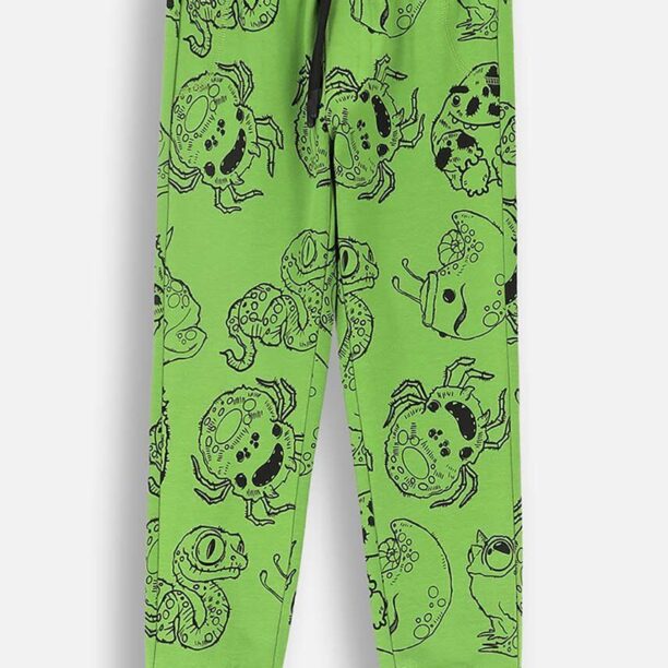 Coccodrillo pantaloni de trening din bumbac pentru copii culoarea verde