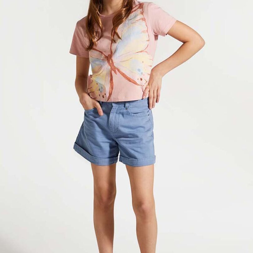Coccodrillo pantaloni scurti din denim pentru copii neted