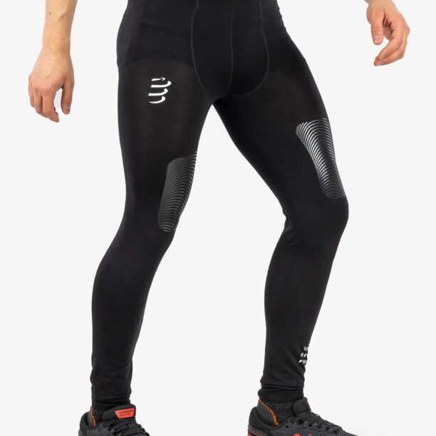 Preţ Colanti alergare barbati Compressport Trail Under Control Full Tights - black