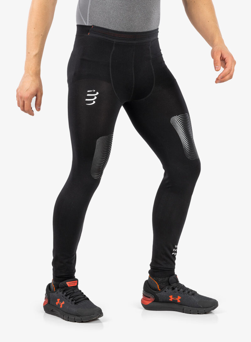 Preţ Colanti alergare barbati Compressport Trail Under Control Full Tights - black