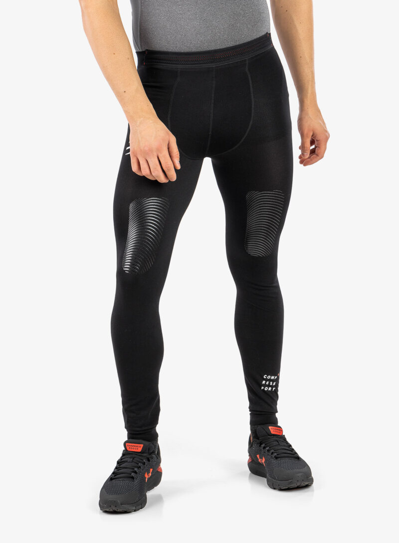 Colanti alergare barbati Compressport Trail Under Control Full Tights - black