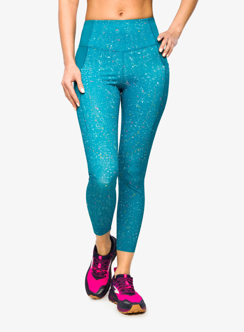 Colanti alergare femei Brooks Method 7/8 Tight - lagoon speckle print/lagoon