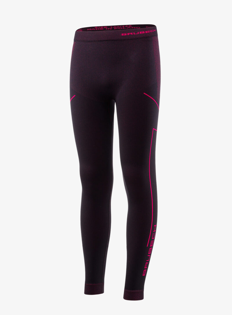 Colanți de antrenament Brubeck Thermo Junior - black/fuchsia