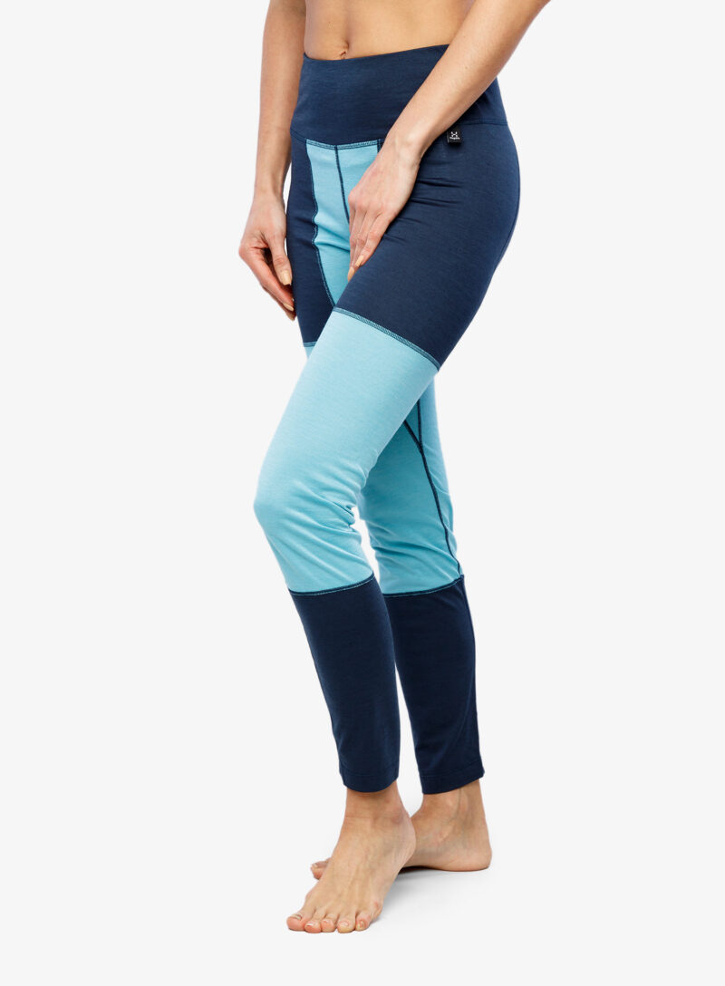 Colanti termici femei Haglofs Natural Blend Tech Long Johns - tarn blue/frost blue