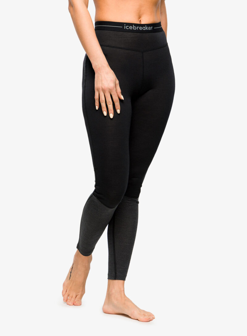 Colanti termici femei Icebreaker 125 ZoneKnit Leggings - black/jet