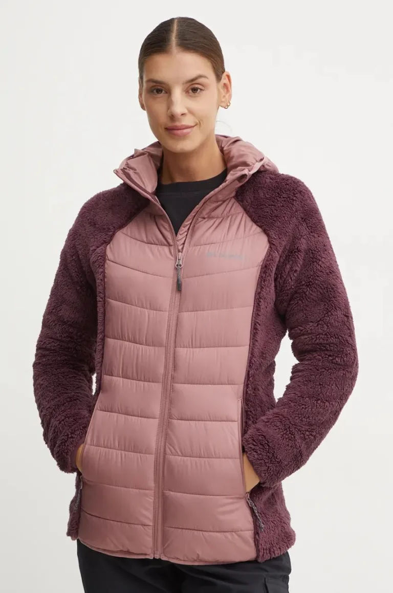 Columbia geaca sport Powder Lite Sherpa Hybrid culoarea roz