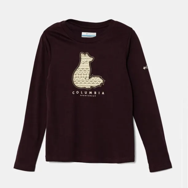 Columbia longsleeve din bumbac pentru copii Hazeldel Hill culoarea bordo