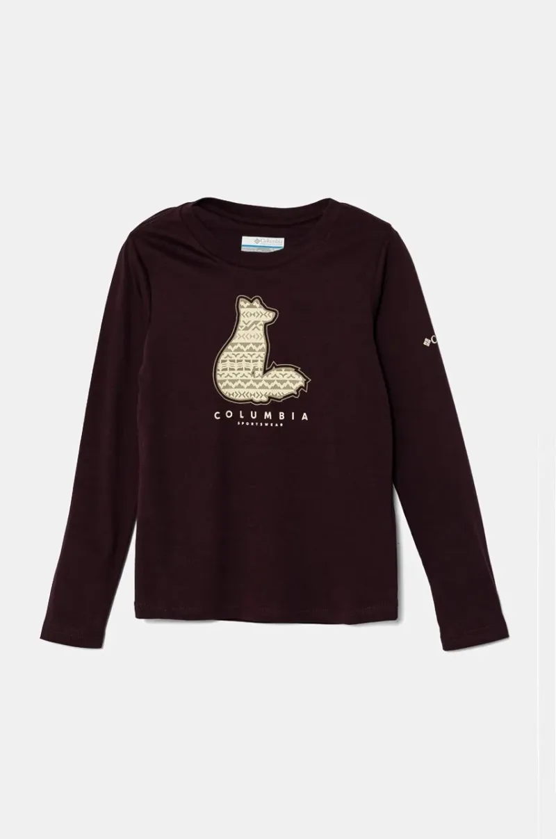 Columbia longsleeve din bumbac pentru copii Hazeldel Hill culoarea bordo