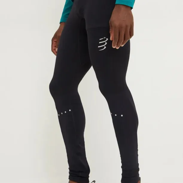 Compressport leggins de alergare Winter Running culoarea negru