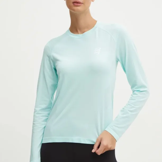 Compressport longsleeve pentru alergare Performance culoarea turcoaz