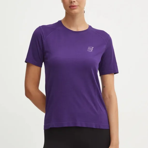 Compressport tricou de alergare Performance culoarea violet