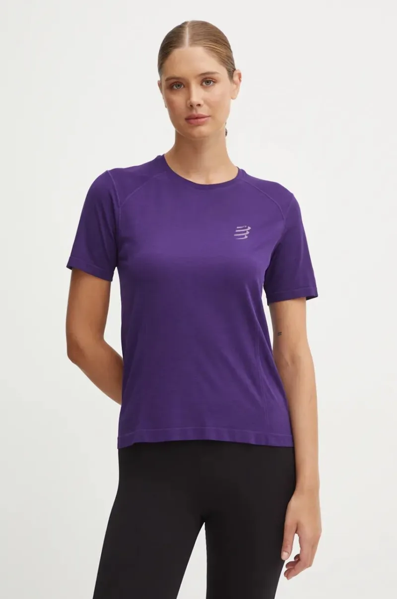 Compressport tricou de alergare Performance culoarea violet