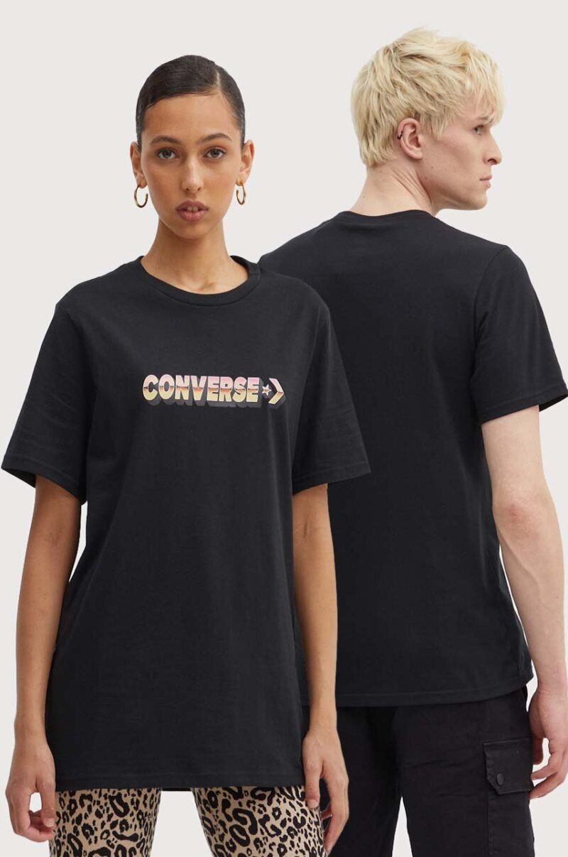 Converse tricou din bumbac culoarea negru