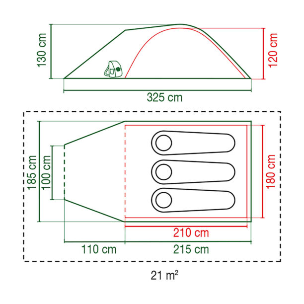 Cort 3 persoane Coleman Darwin 3 Plus - grey/green preţ