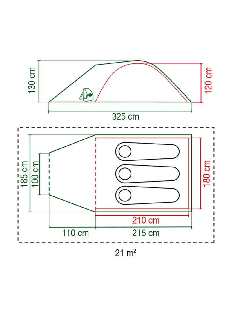 Cort 3 persoane Coleman Darwin 3 Plus - grey/green preţ