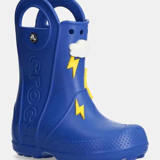 Crocs cizme copii HANDLE IT LIGHTNING BOLT RAIN BOOT culoarea albastru marin