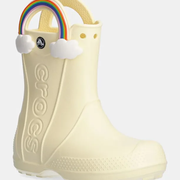 Crocs cizme copii HANDLE IT RAINBOW RAIN BOOT culoarea galben