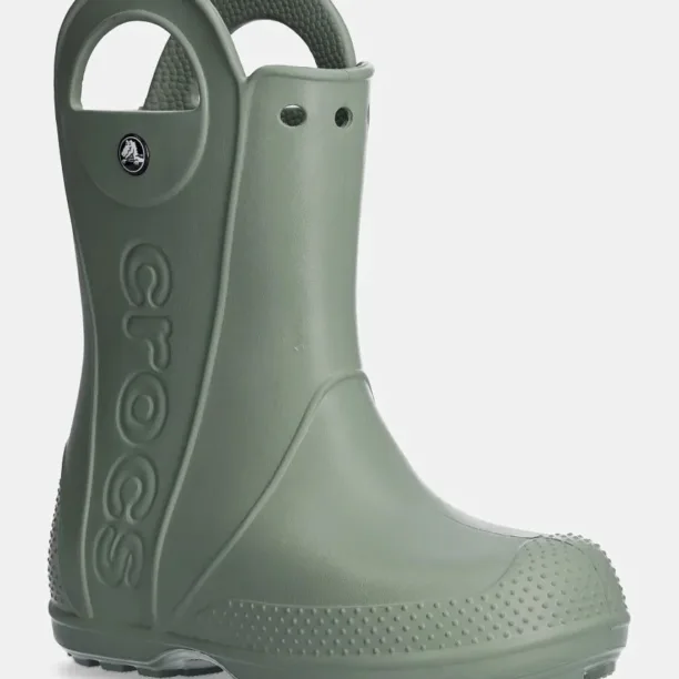 Crocs cizme copii HANDLE RAIN BOOT culoarea verde