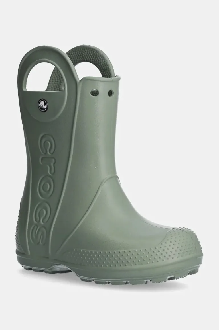 Crocs cizme copii HANDLE RAIN BOOT culoarea verde