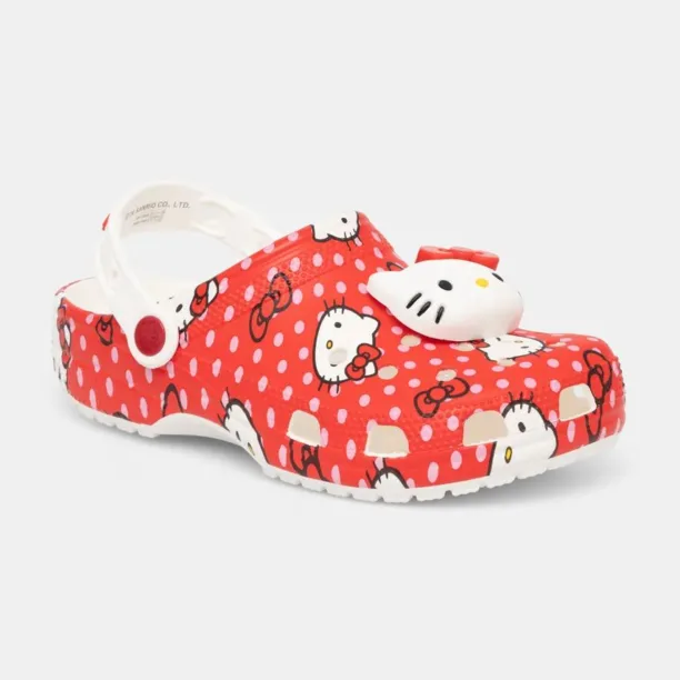 Crocs papuci Classic Hello Kitty Red Clog femei