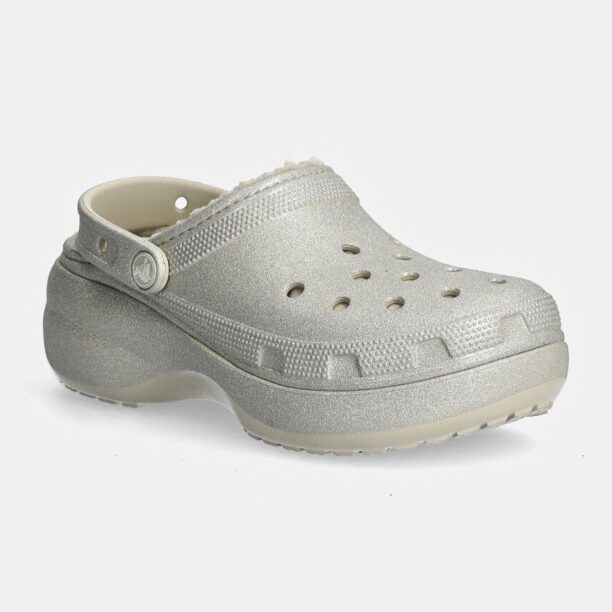 Crocs papuci Classic Platform Glitter Lined Clog W femei